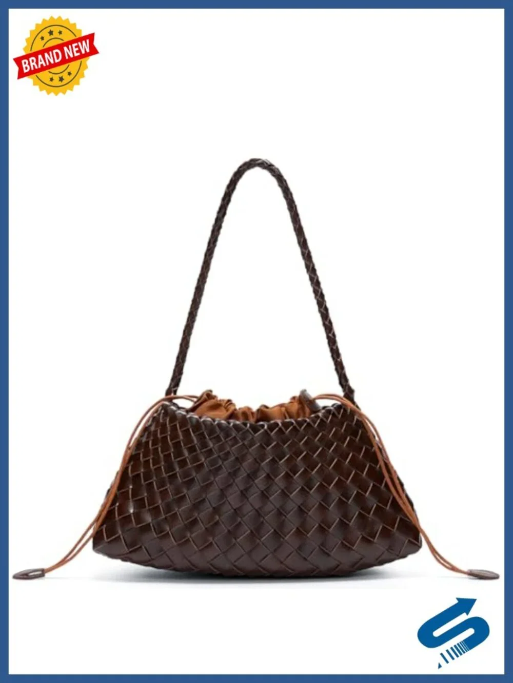 Vegan Leather Woven Hobo Bag with Drawstring Inner Pouch - Secure Shoulder or